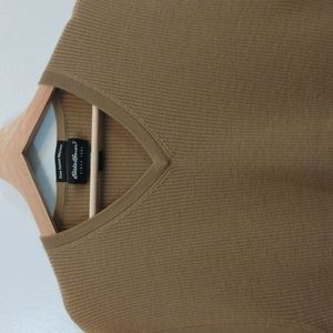 Eddie Bauer XL Tan Merino Wool Sweater Vest